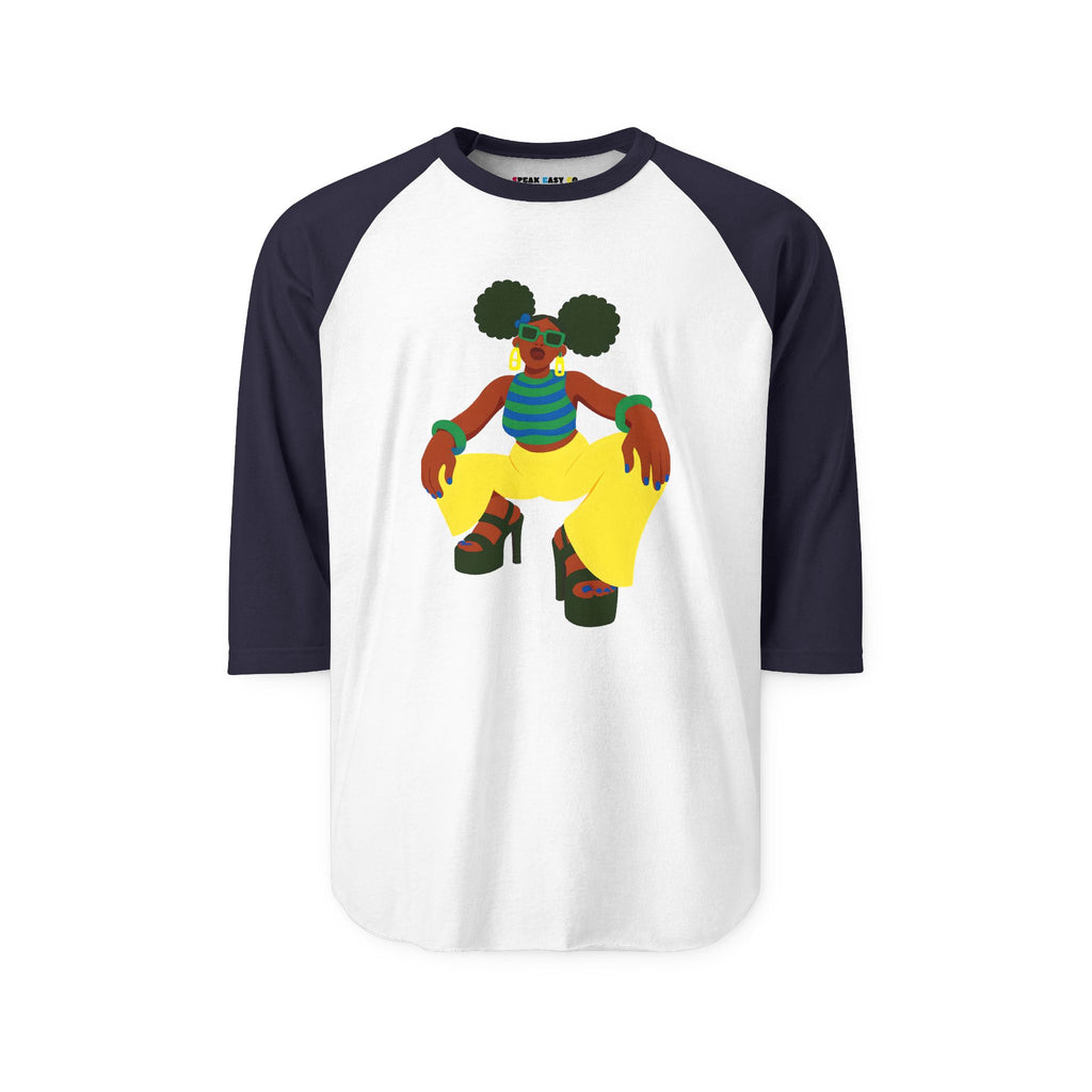 Afro Puffs 3/4th Sleeve Raglan Tee