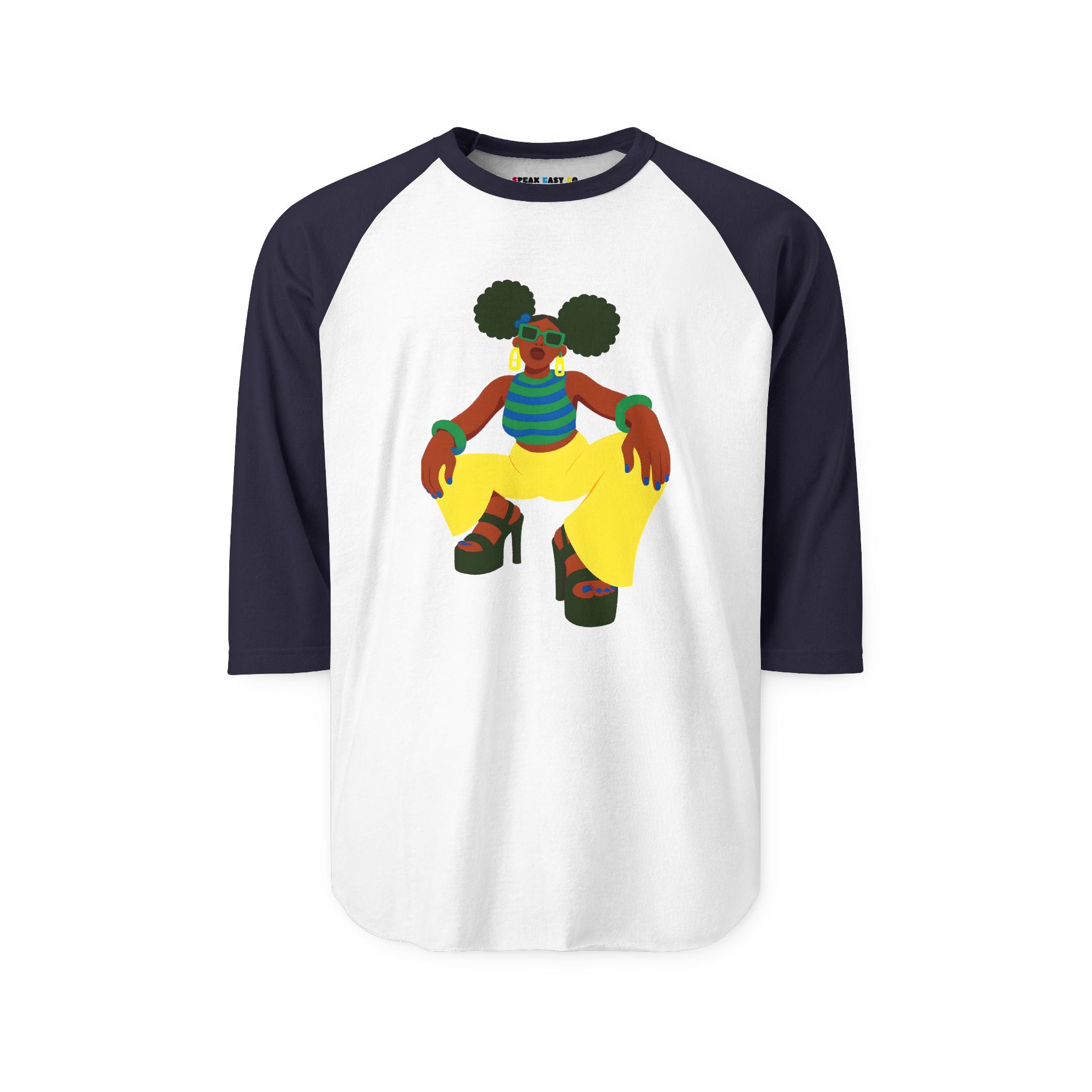 Afro Puffs 3/4th Sleeve Raglan Tee