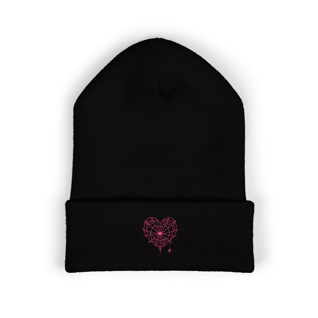 Spiderweb Heart Embroidered Cuffed Beanie