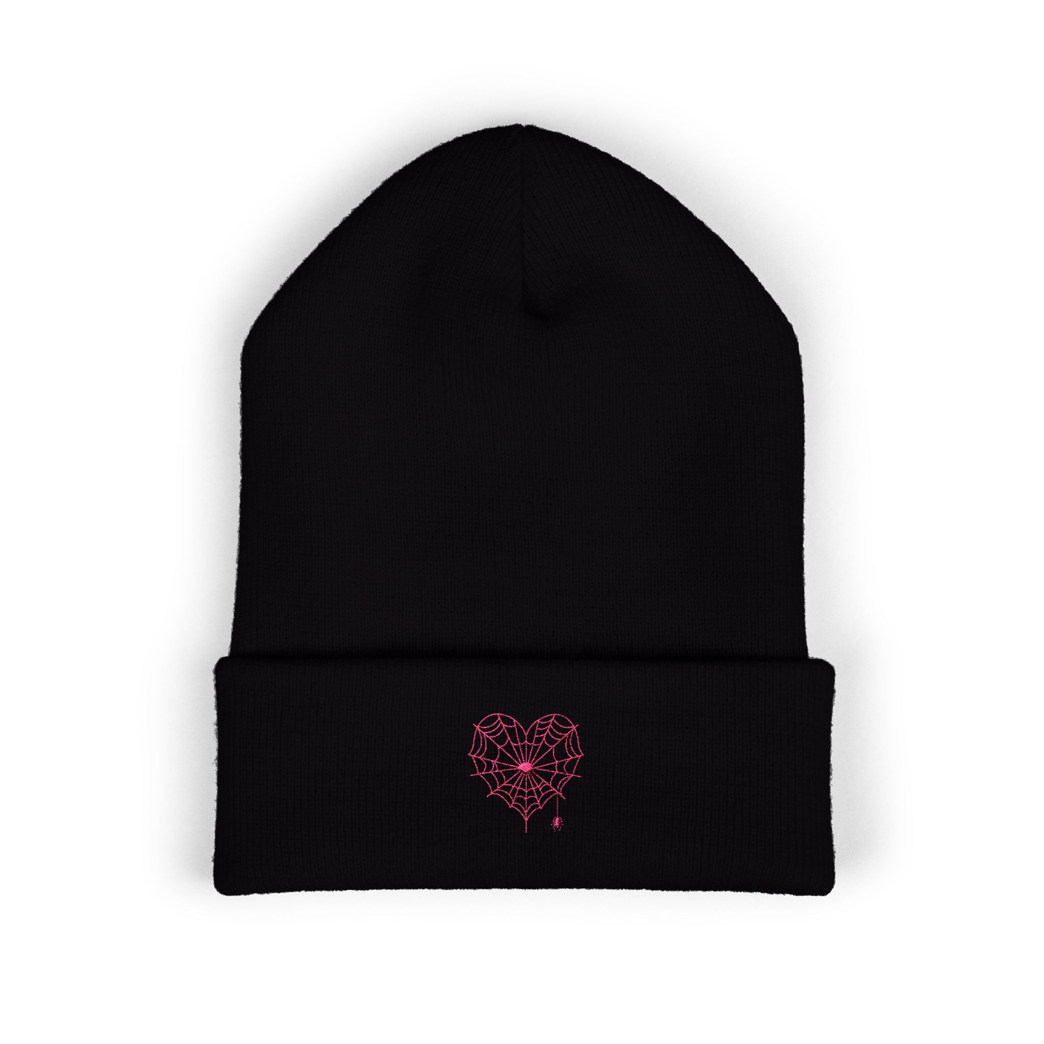Spiderweb Heart Embroidered Cuffed Beanie