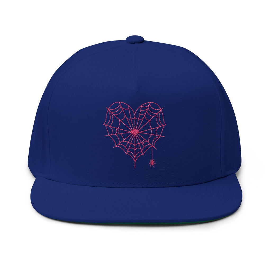 Spiderweb Heart Embroidered Flat Bill Cap