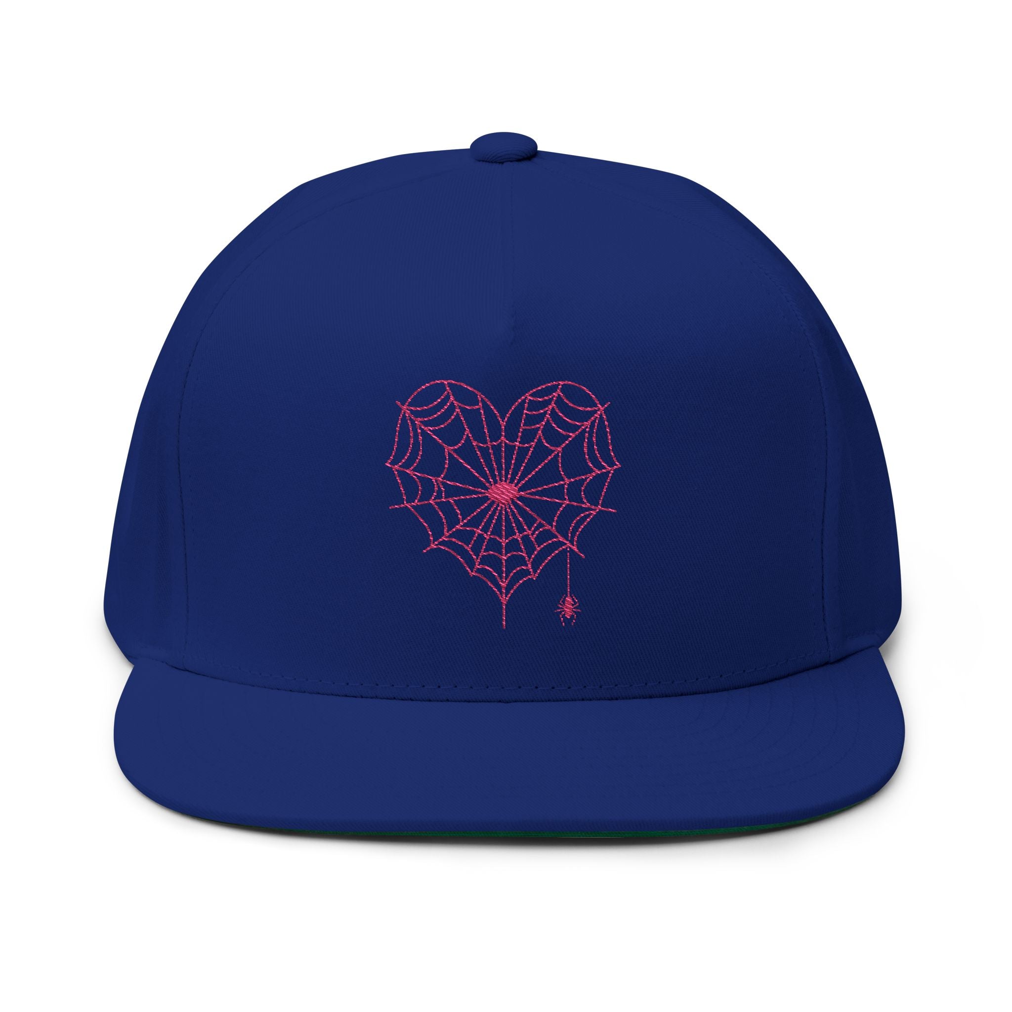 Spiderweb Heart Embroidered Flat Bill Cap