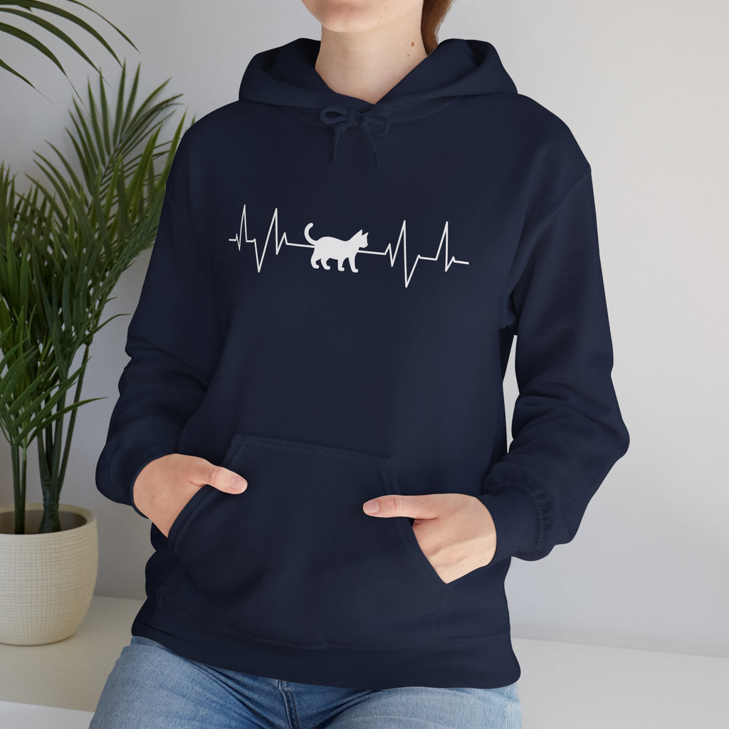 White Cat Heartbeat Hoodie