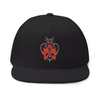 Edgy Bunny Heart Embroidered Flat Bill Cap