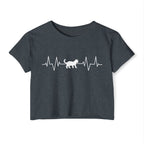 White Cat Heartbeat Cropped Tee