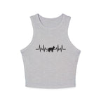 Black Cat Heartbeat Cropped Racer Tank