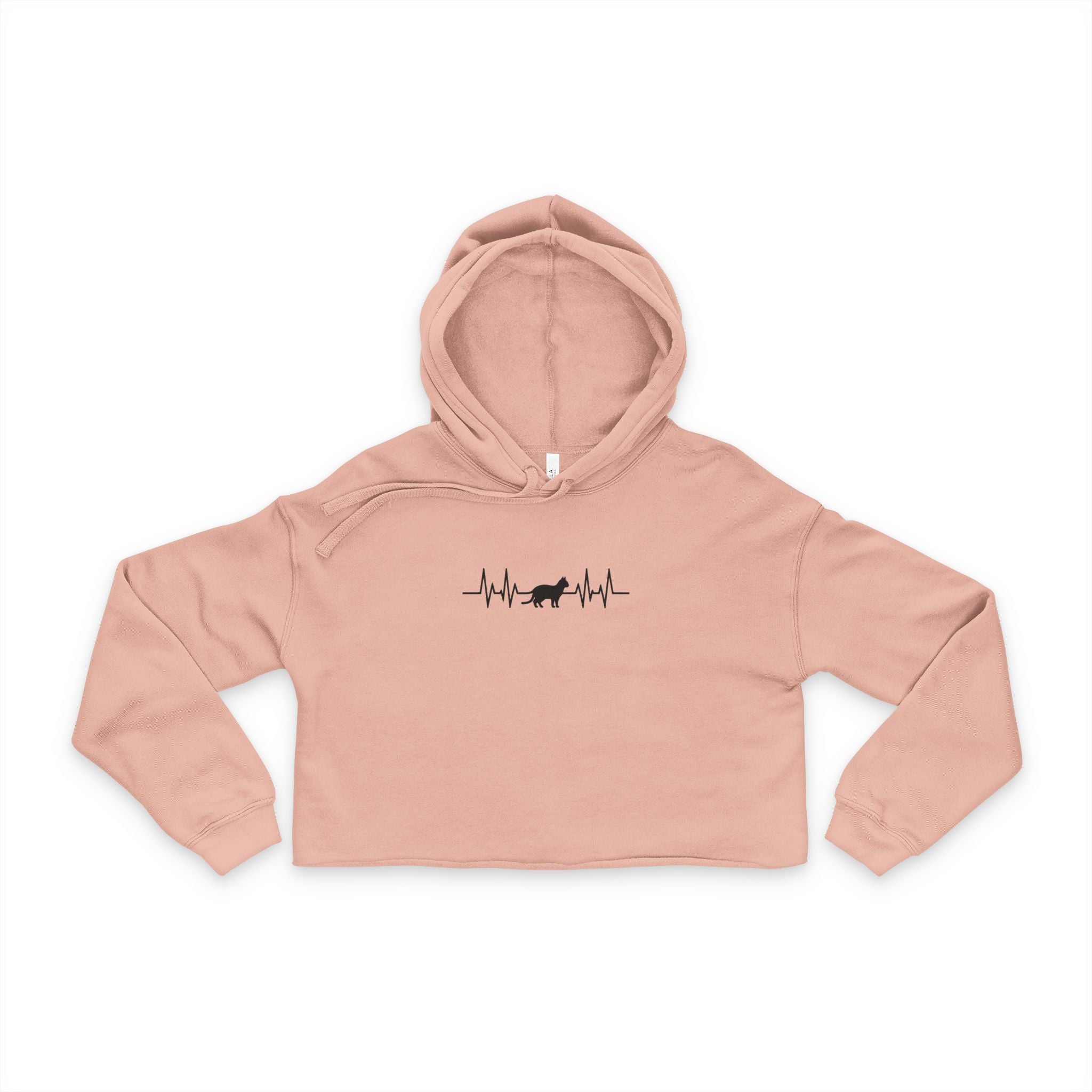 Black Cat Heartbeat Cropped Hoodie