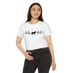 Black Cat Heartbeat Cropped Tee