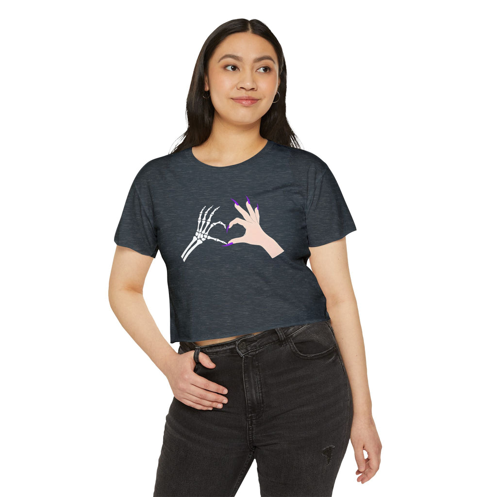 Skeleton Hand Heart Cropped Tee