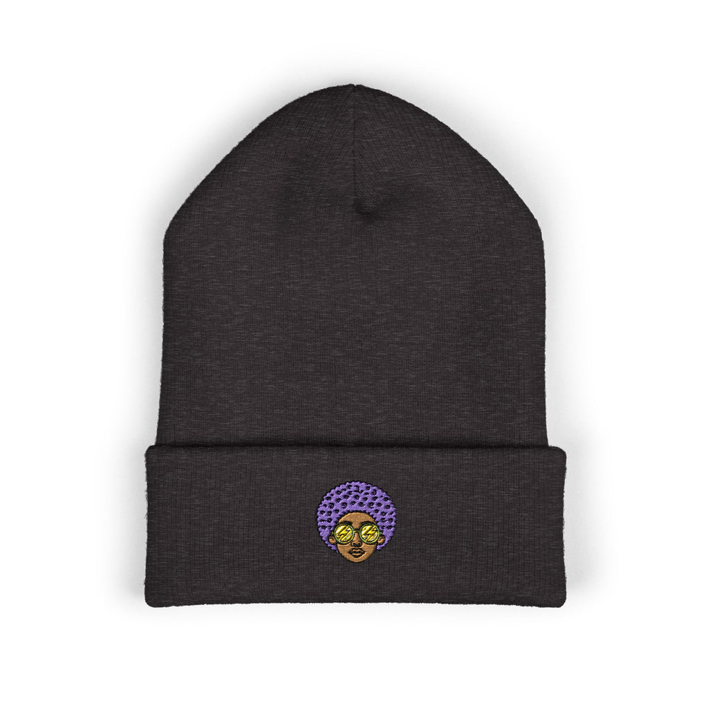 Afro Embroidered Cuffed Beanie