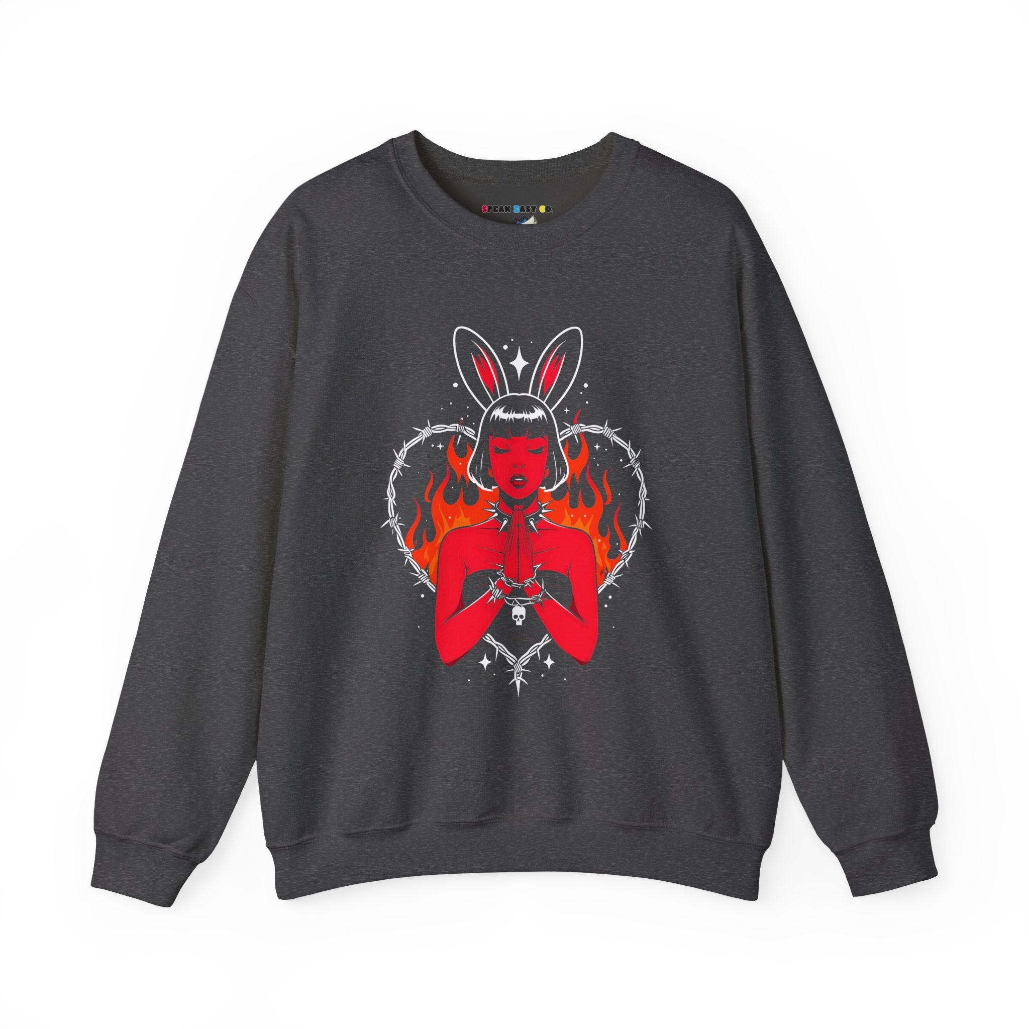 Edgy Bunny Heart Crewneck Sweatshirt