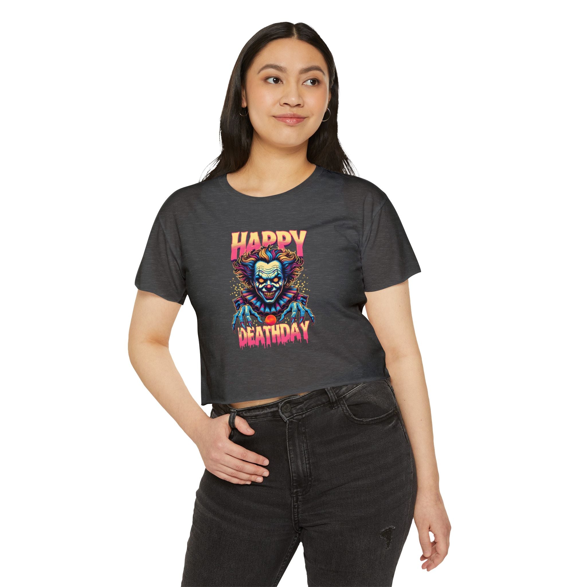 "Happy Deathday" Clown Cropped Tee