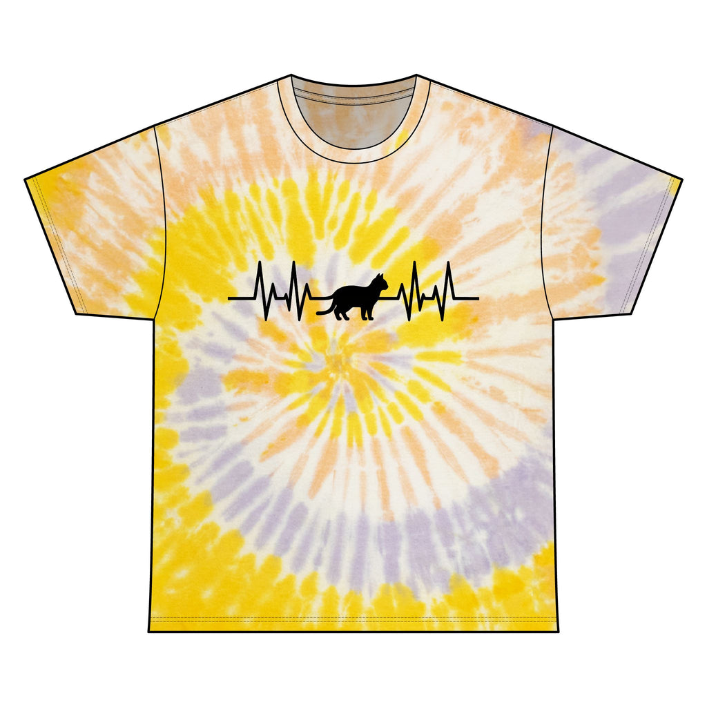 Black Cat Heartbeat Tie-Dye Tee