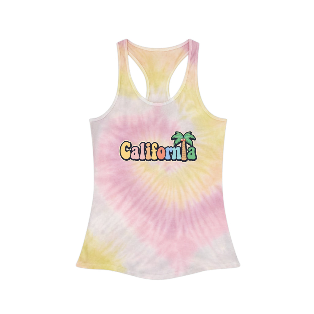 California Palm Tree Tie-Dye Racerback Tank