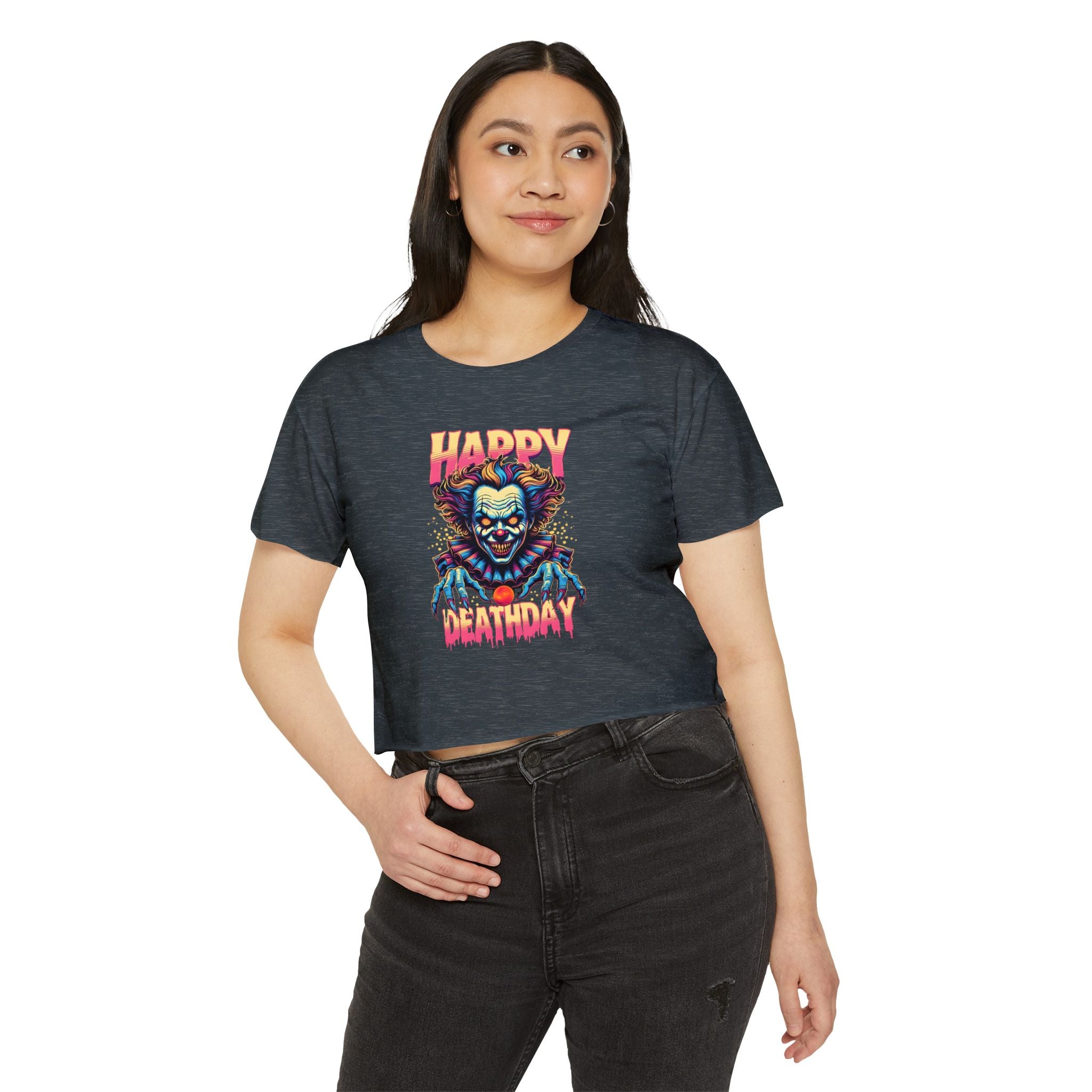 "Happy Deathday" Clown Cropped Tee