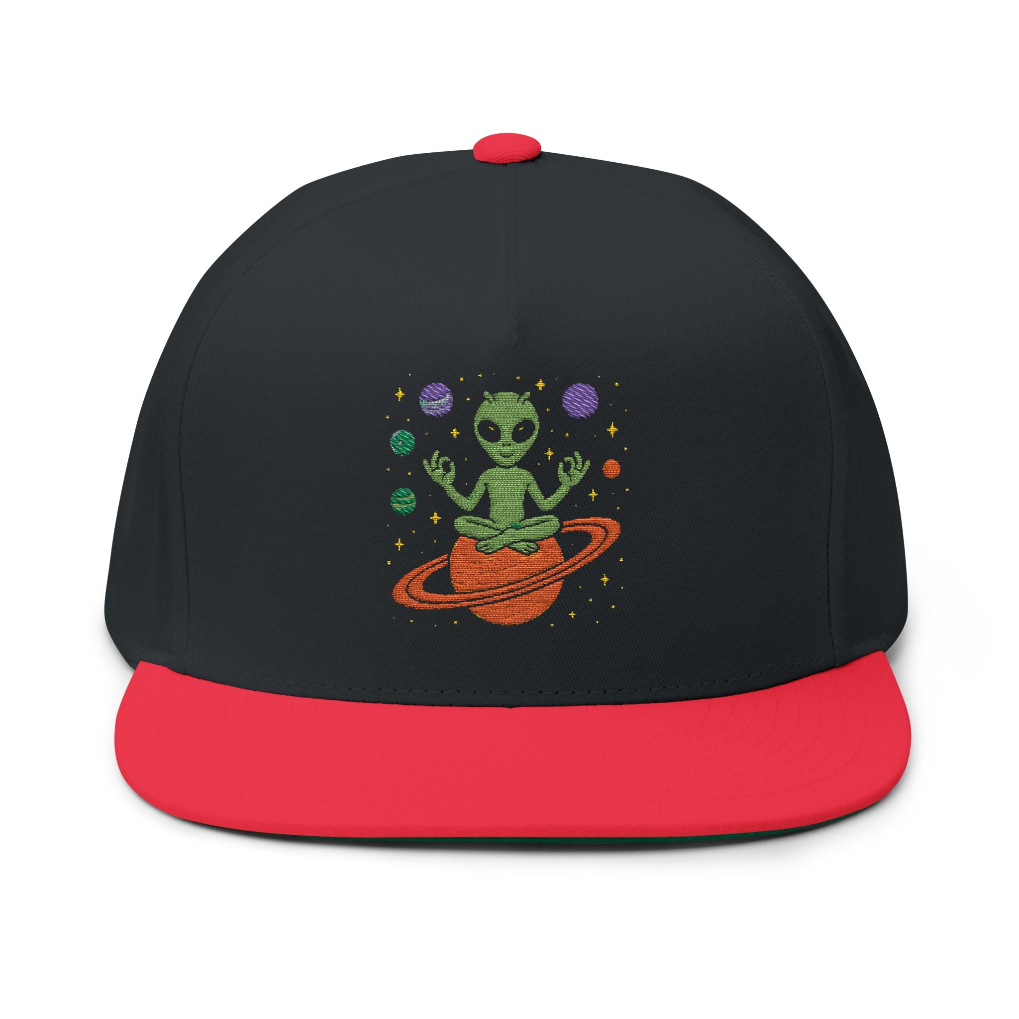 Galactic Alien Embroidered Flat Bill Cap