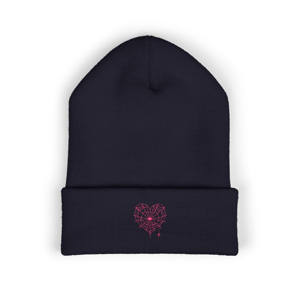Spiderweb Heart Embroidered Cuffed Beanie