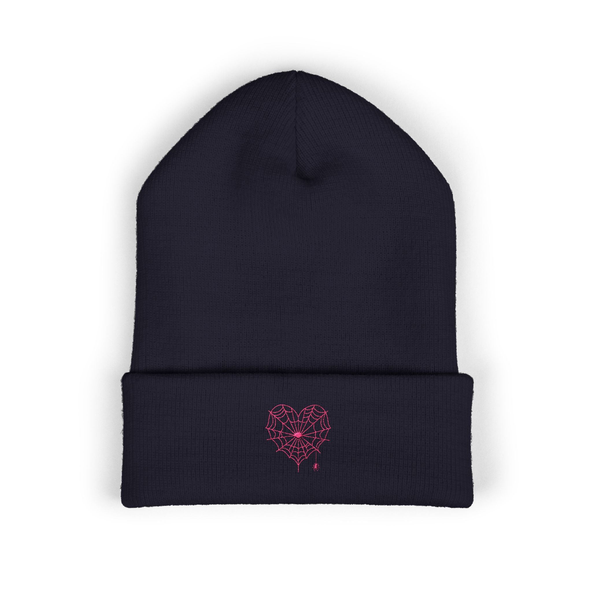 Spiderweb Heart Embroidered Cuffed Beanie