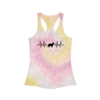 Black Cat Heartbeat Tie-Dye Racerback Tank