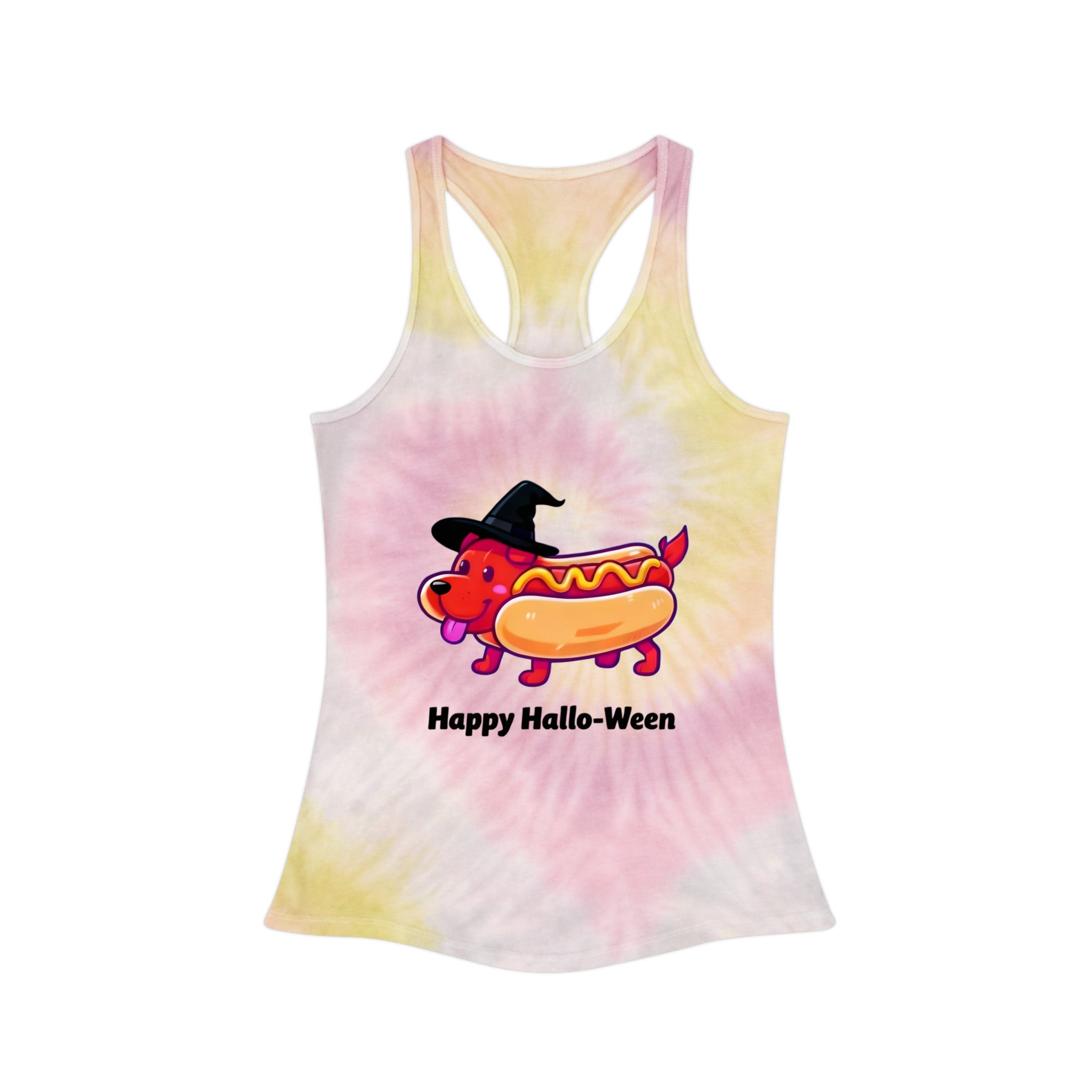 "Happy Hallo-Ween" Hotdog Costume Tie-Dye Tank