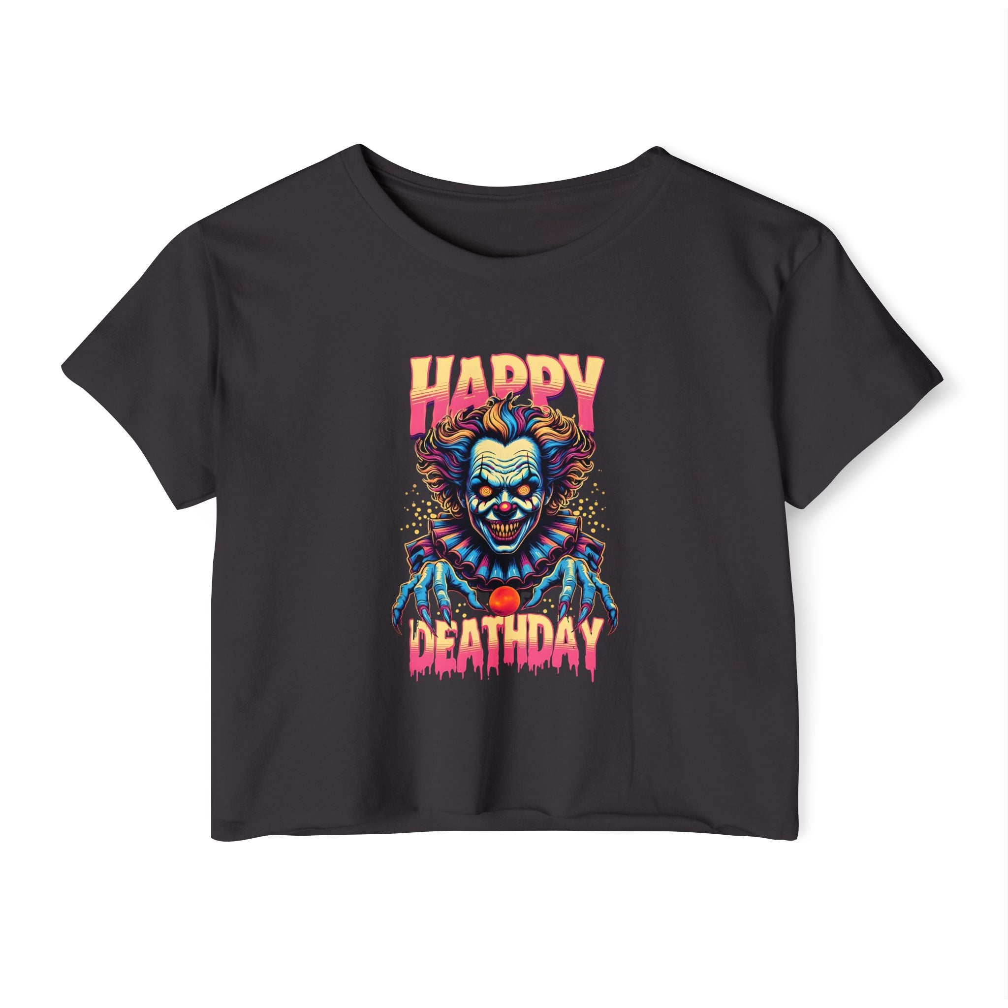 "Happy Deathday" Clown Cropped Tee