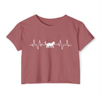 White Cat Heartbeat Cropped Tee