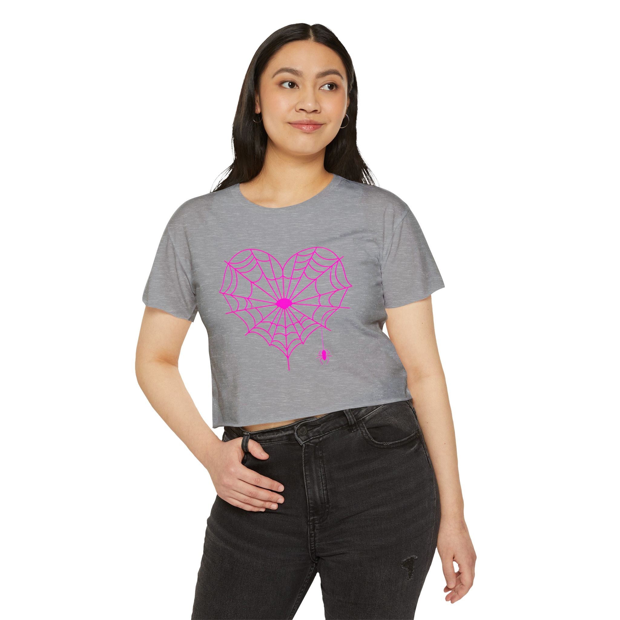 Spiderweb Heart Cropped Tee