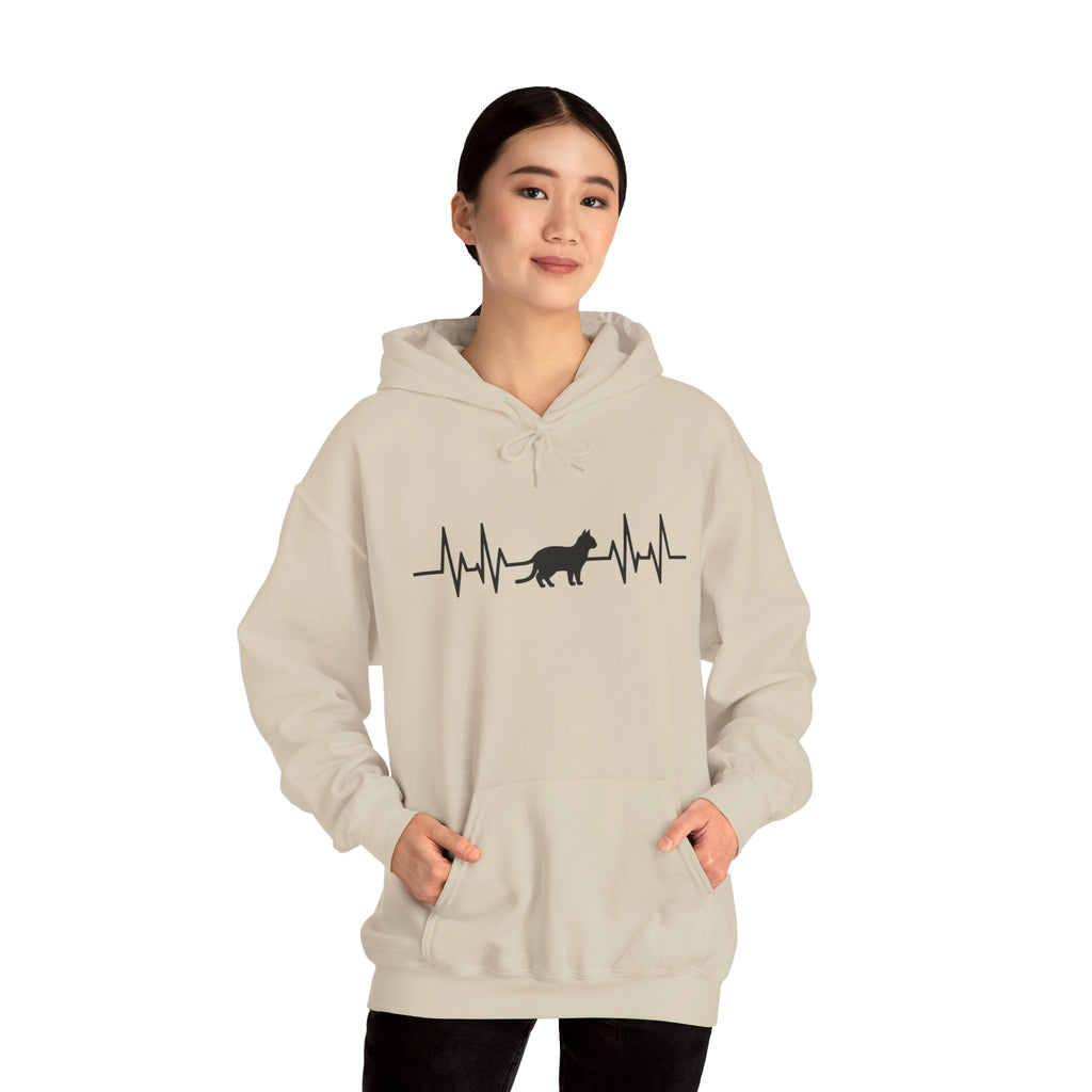 Black Cat Heartbeat Hoodie