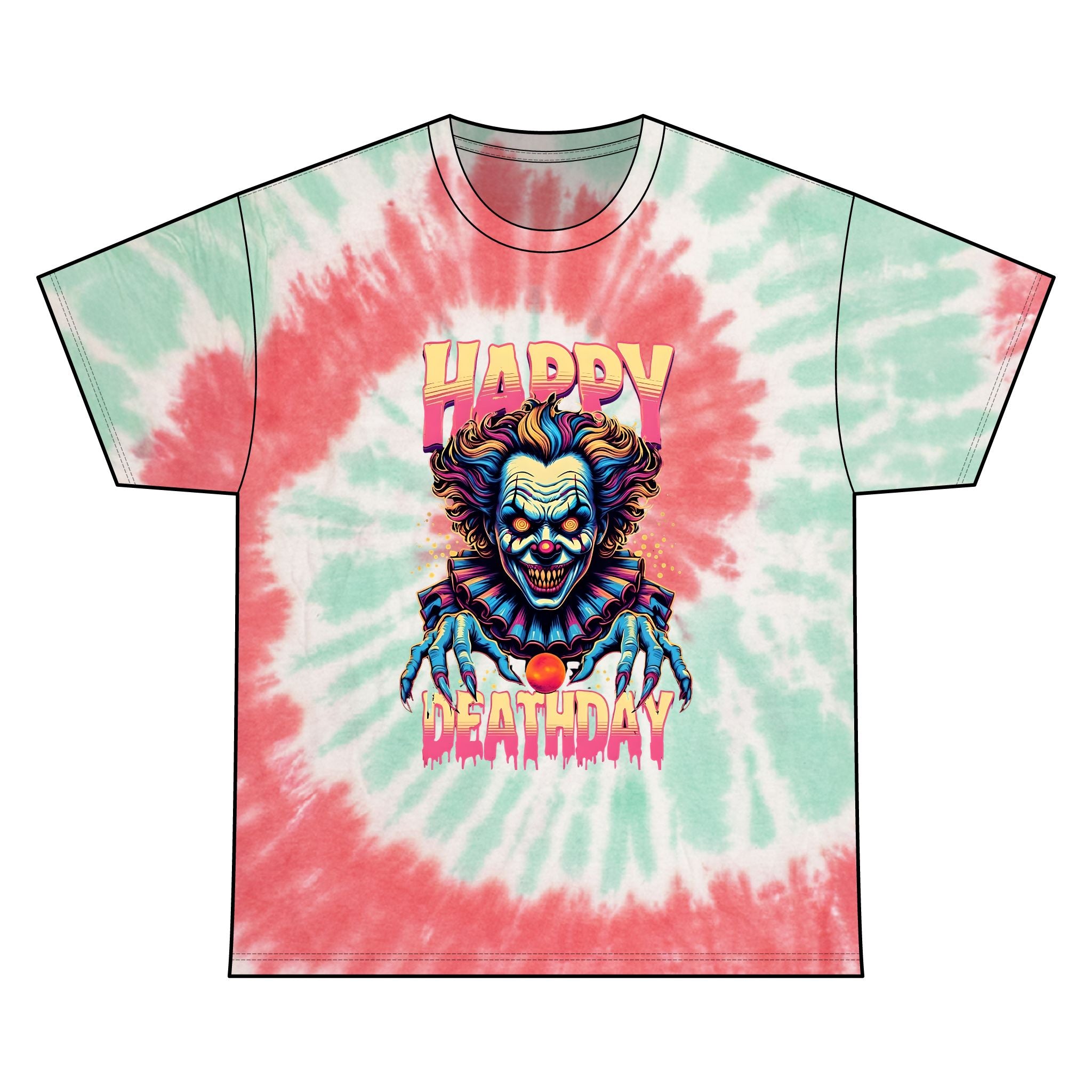 "Happy Deathday" Clown Tie-Dye Tee