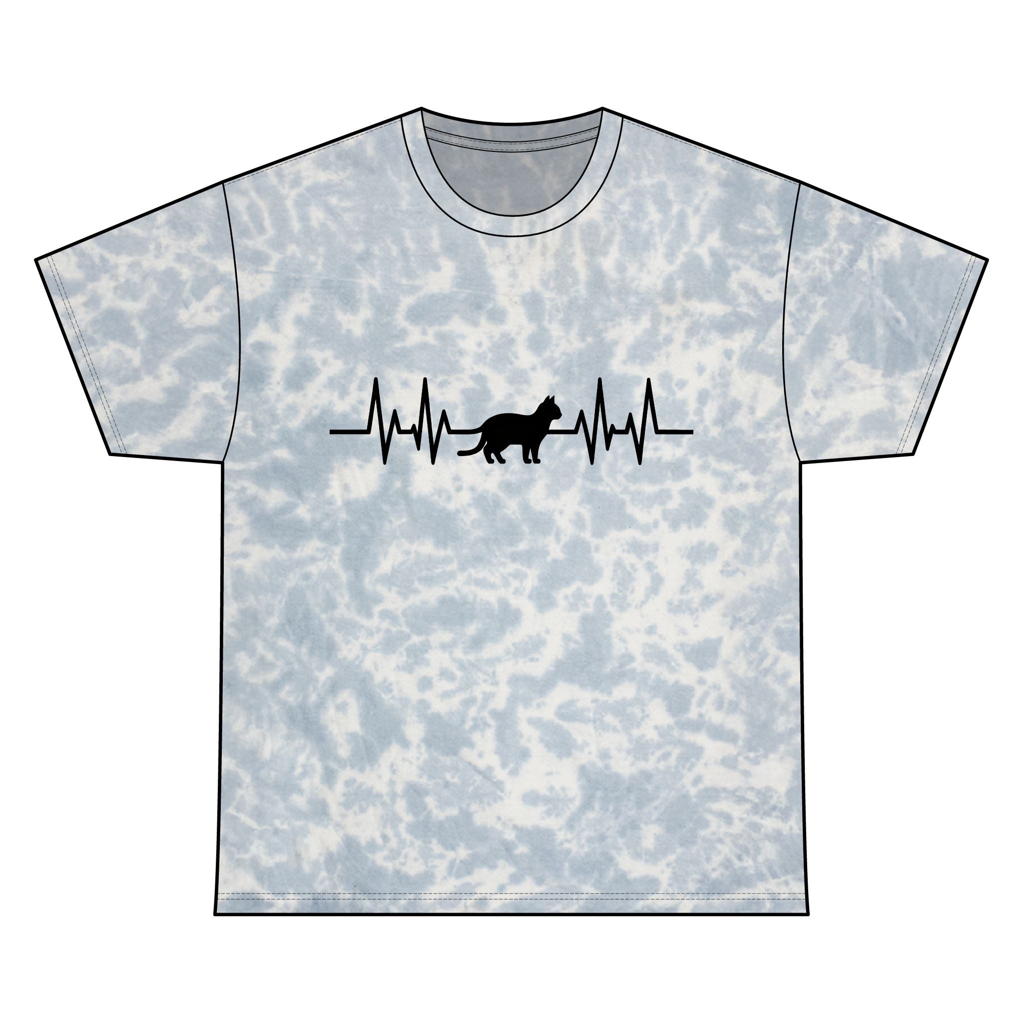 Black Cat Heartbeat Tie-Dye Tee