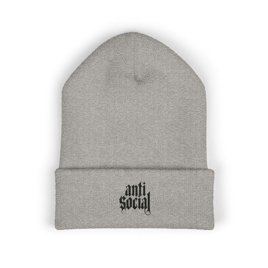 Anti Social Embroidered Cuffed Beanie