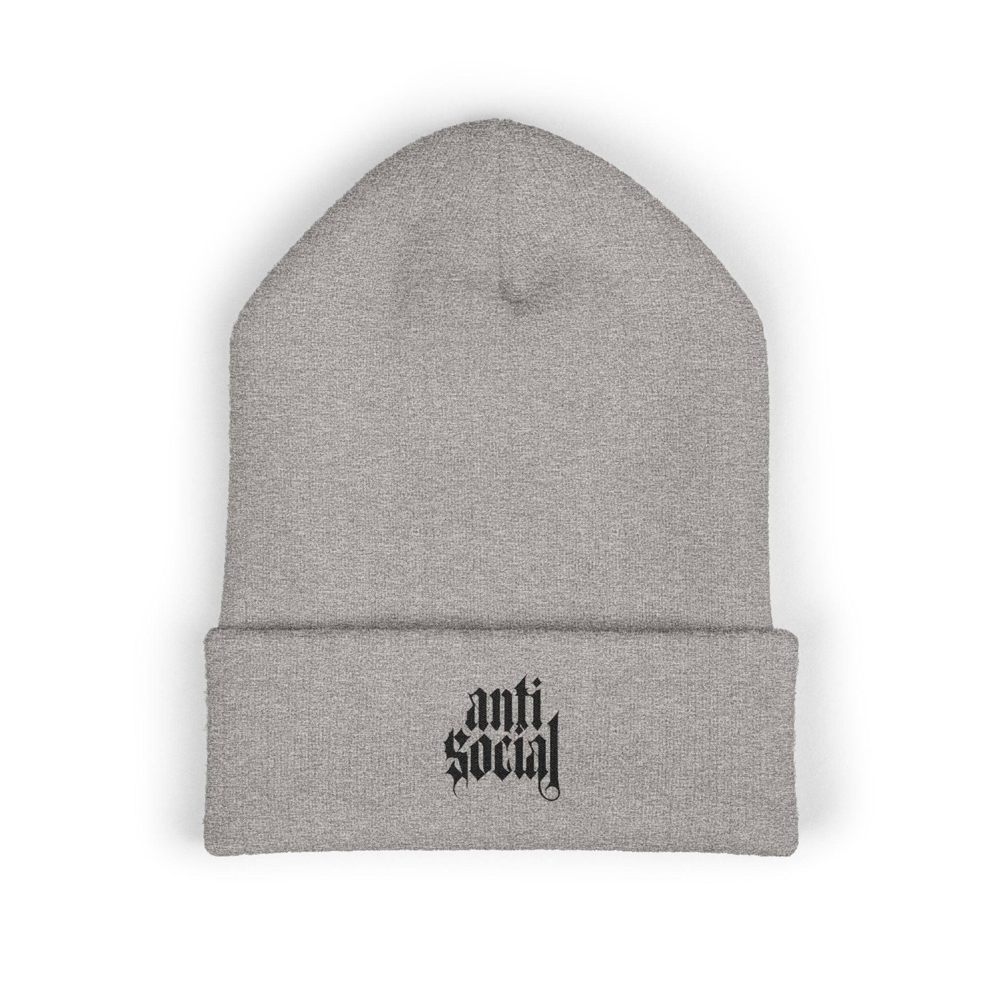 Anti Social Embroidered Cuffed Beanie