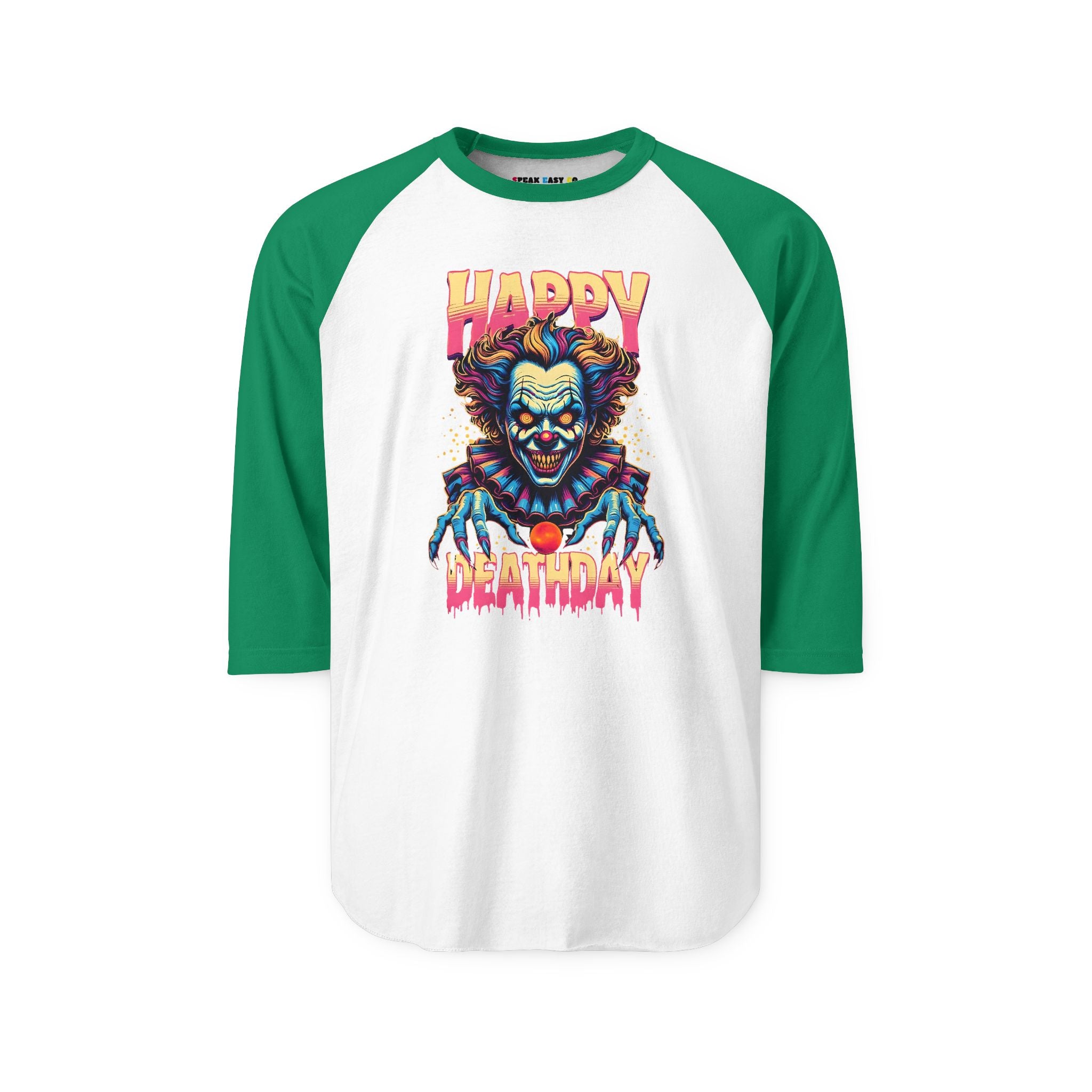 "Happy Deathday" Clown 3/4th Sleeve Raglan Shirt