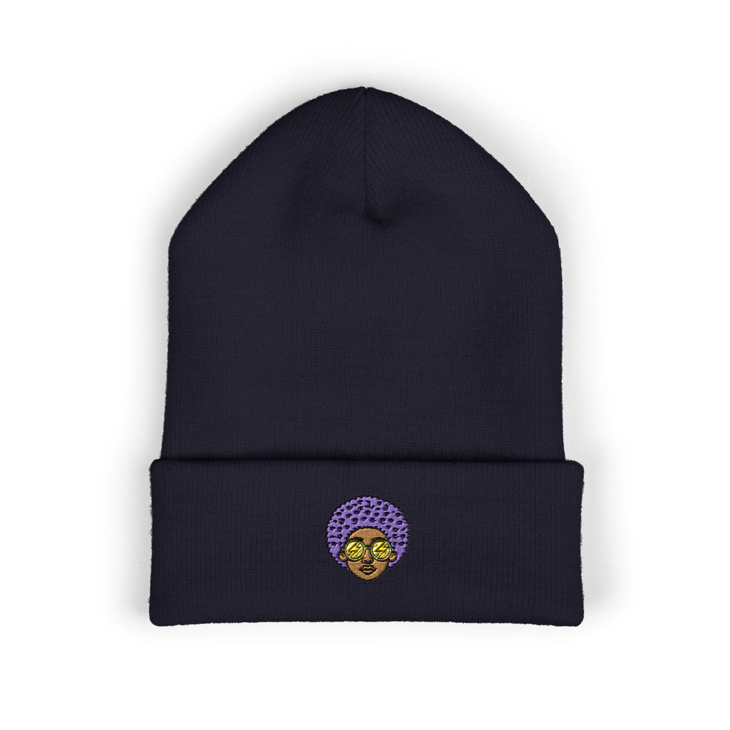 Afro Embroidered Cuffed Beanie