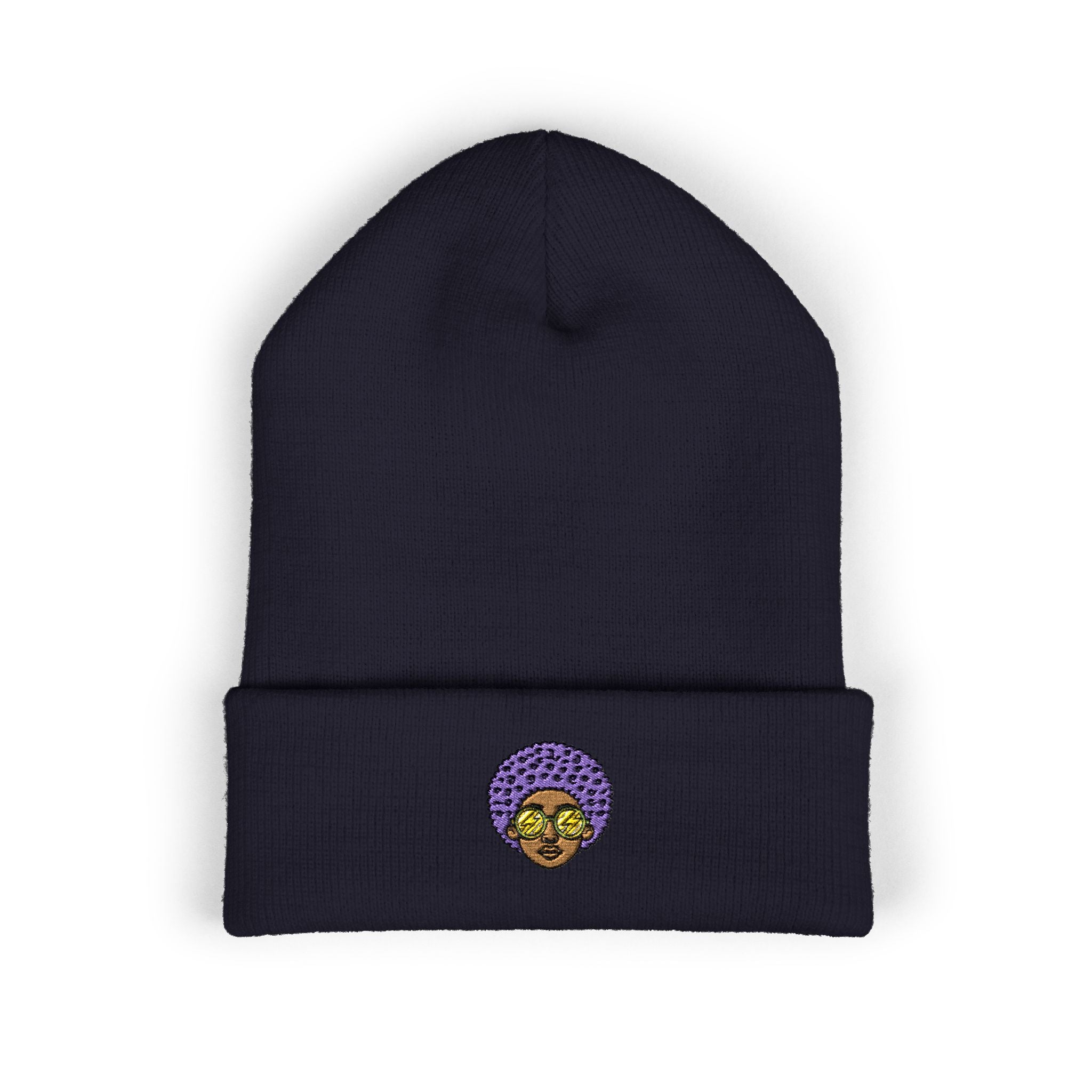 Afro Embroidered Cuffed Beanie