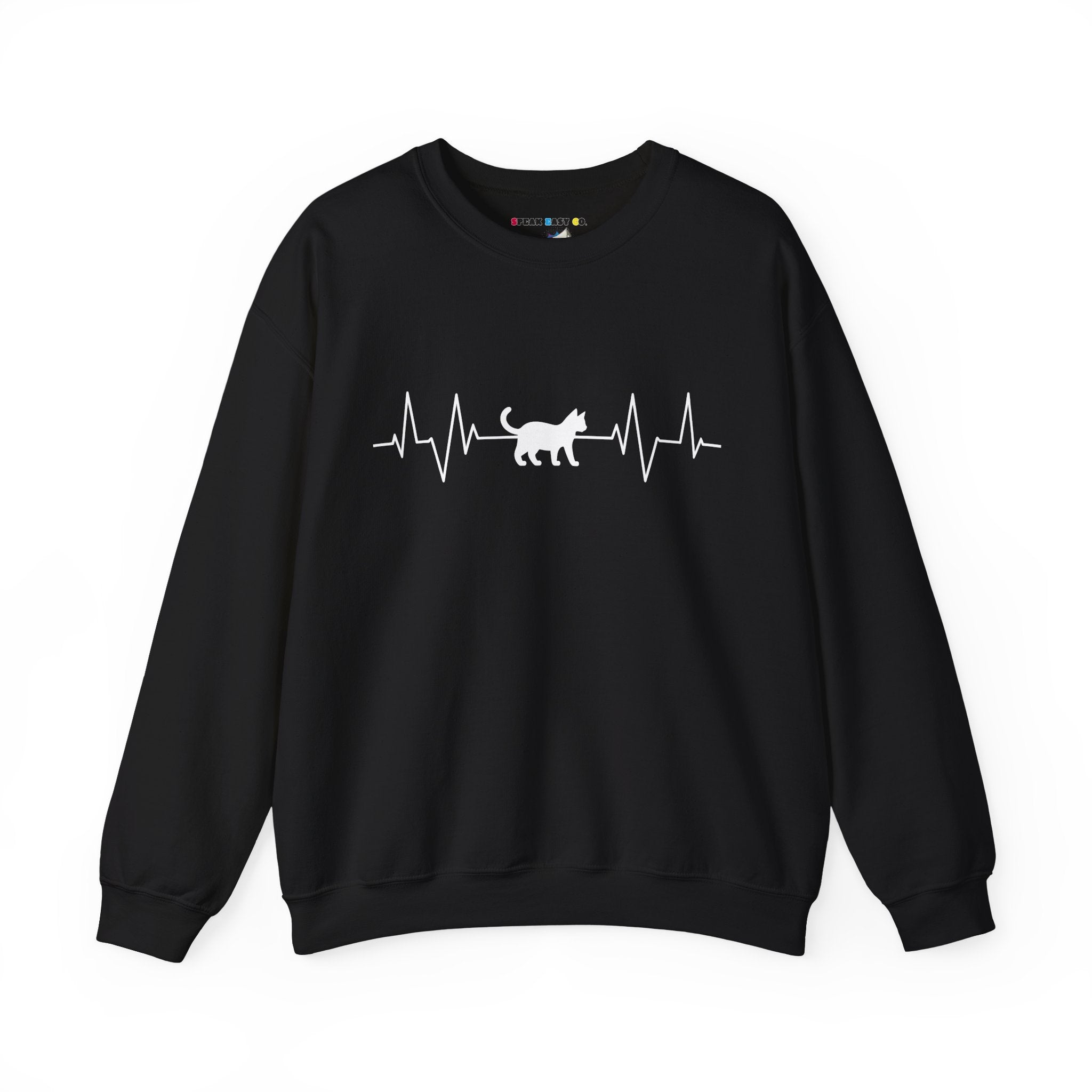 White Cat Heartbeat Crewneck Sweatshirt