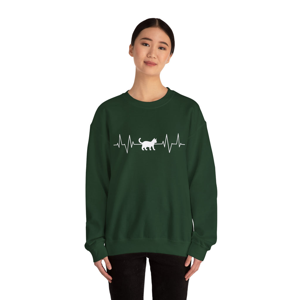 White Cat Heartbeat Crewneck Sweatshirt