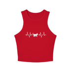 White Cat Heartbeat Cropped Racer Tank