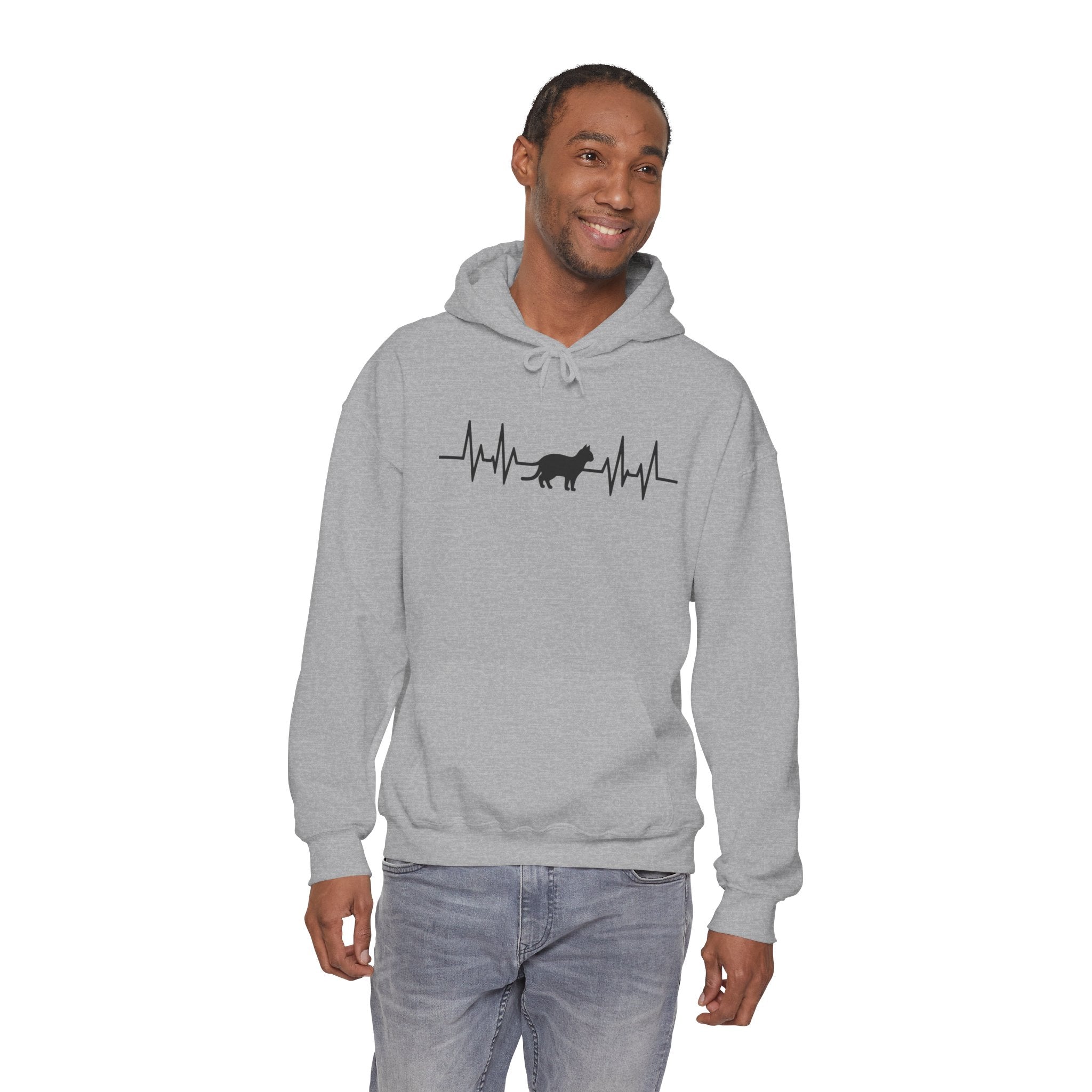Black Cat Heartbeat Hoodie
