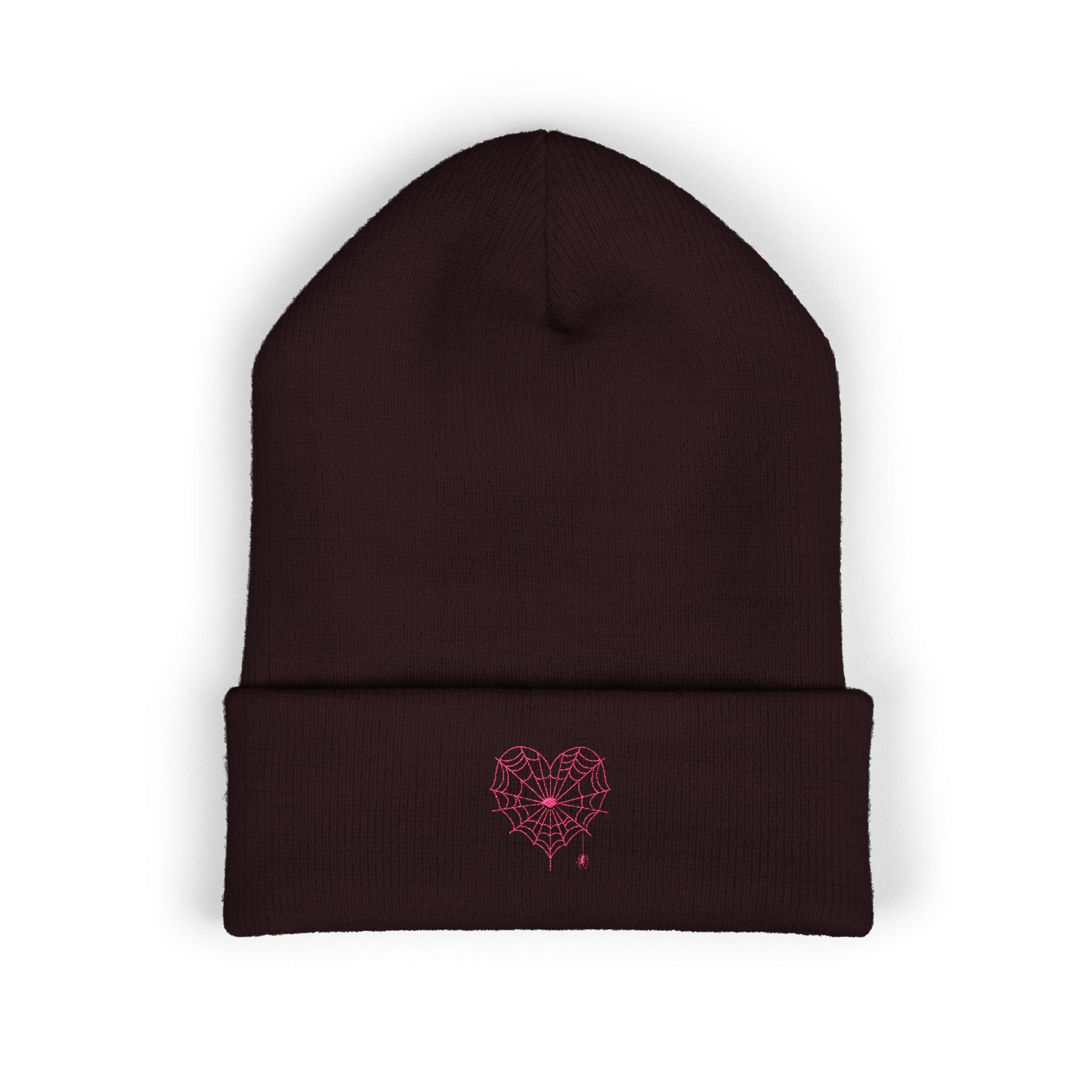 Spiderweb Heart Embroidered Cuffed Beanie