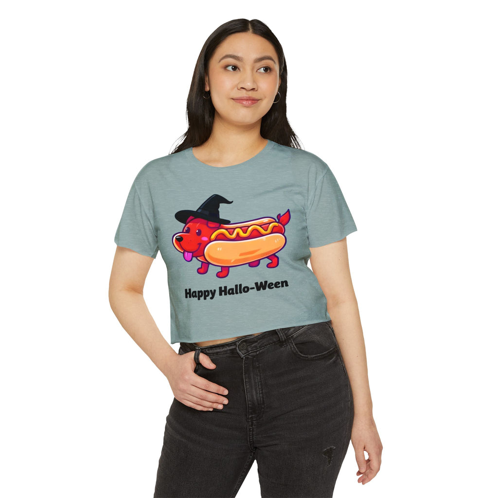 "Happy Hallo-Ween" Hotdog Costume Cropped Tee