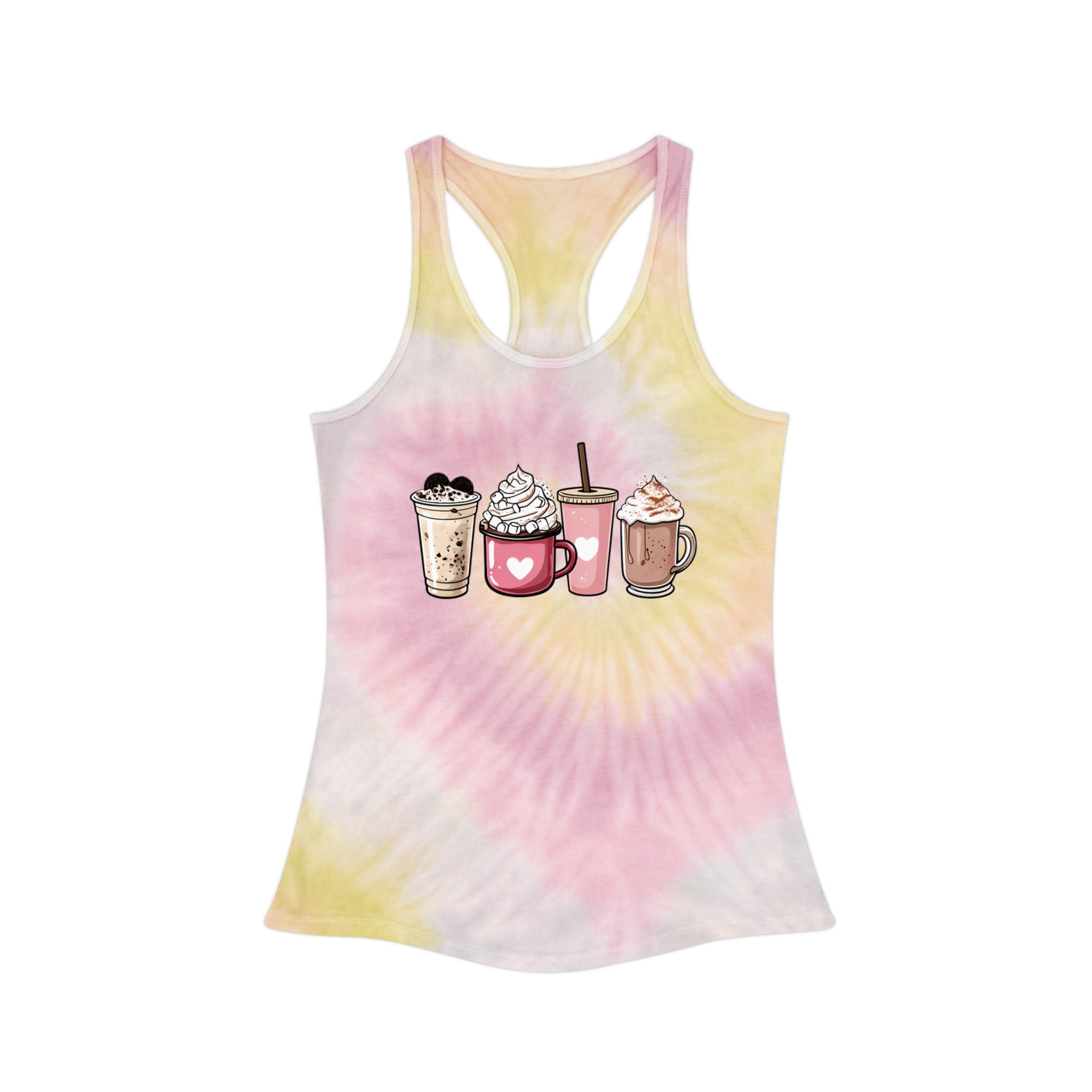Coffee Lovers Tie-Dye Racerback Tank
