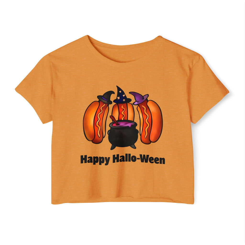 "Happy Hallo-Ween" Hotdog Witches Cropped Tee