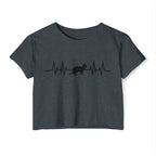 Black Cat Heartbeat Cropped Tee