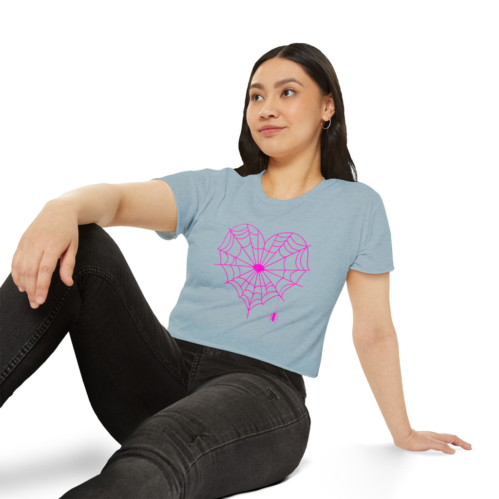 Spiderweb Heart Cropped Tee