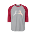 Skeleton Hand Heart 3/4th Sleeve Raglan Shirt