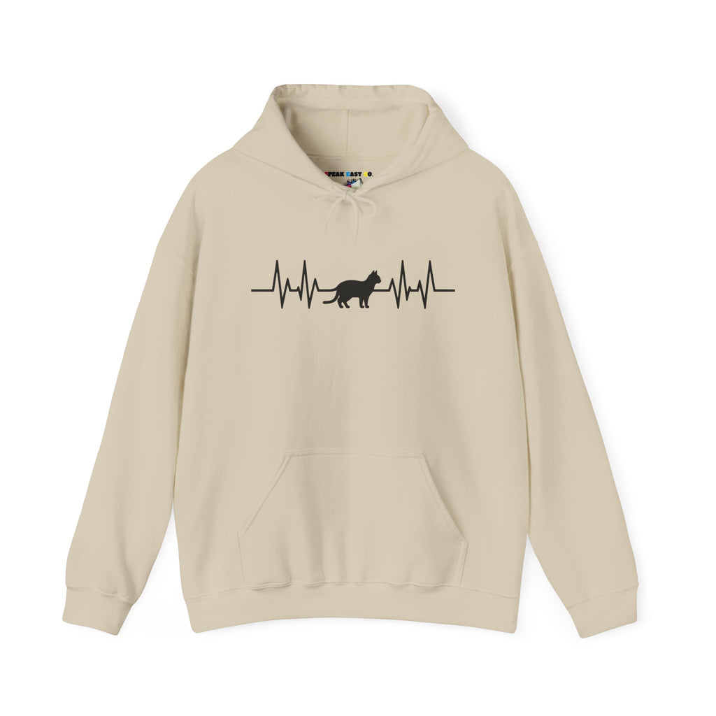 Black Cat Heartbeat Hoodie