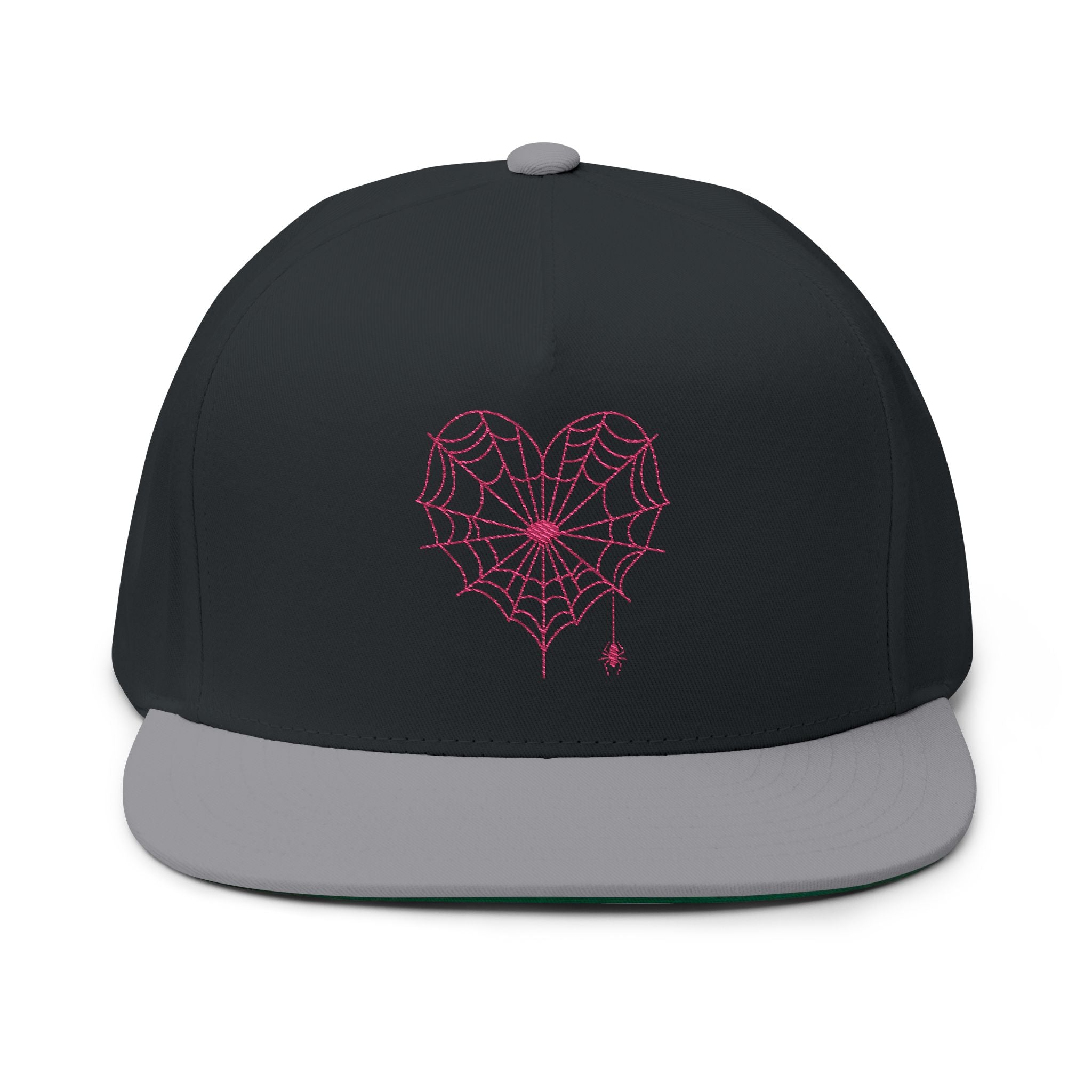 Spiderweb Heart Embroidered Flat Bill Cap