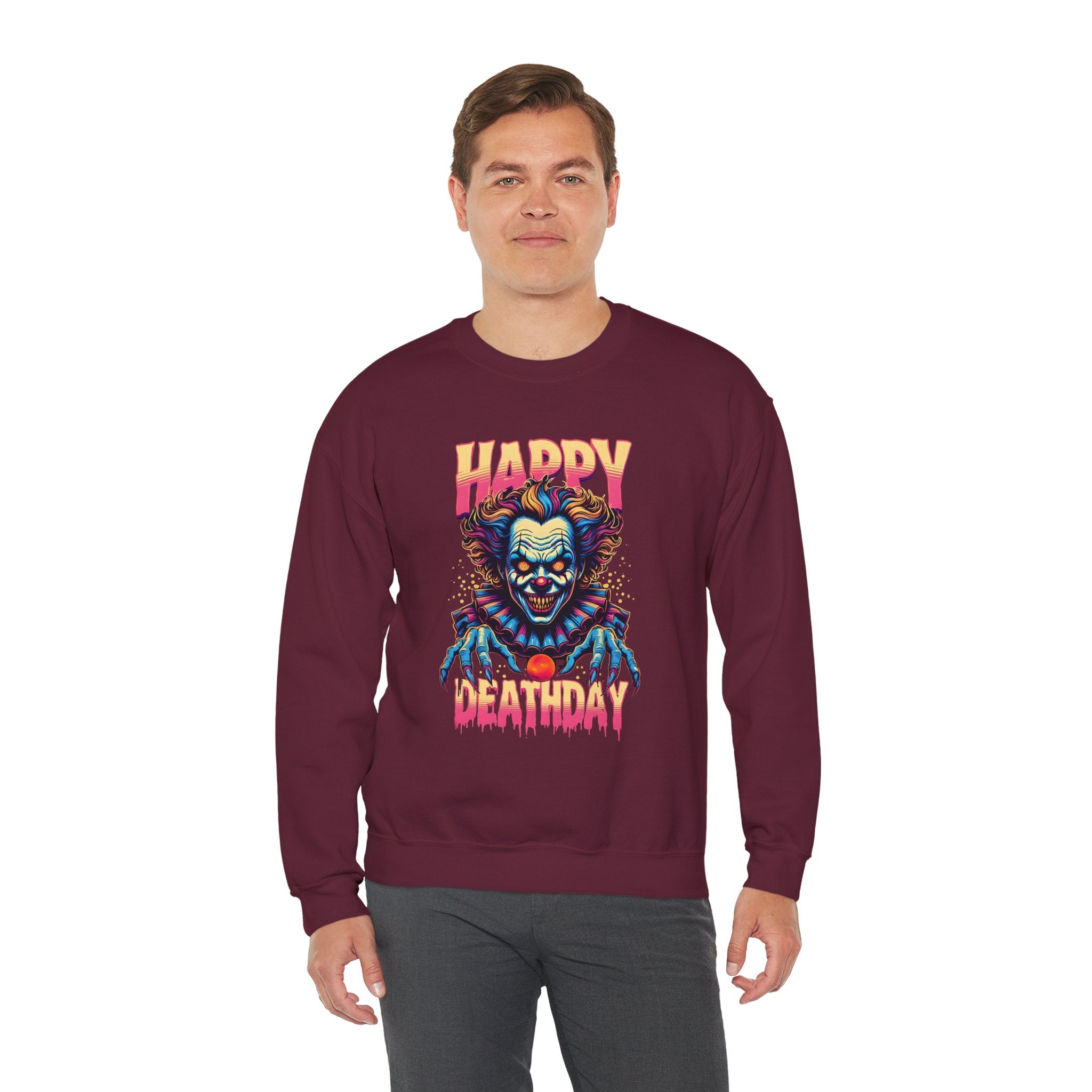 "Happy Deathday" Clown Crewneck Sweatshirt