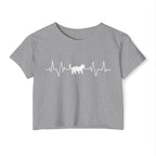 White Cat Heartbeat Cropped Tee